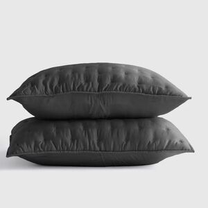 NWT QUINCE Bamboo Dream Quilted Sham Set Standard Charcoal 3555